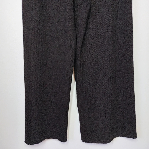 Vince Ribbed Cotton Blend Wide Leg Pants Womens Large Black Crop Minimalist - Picture 7 of 16